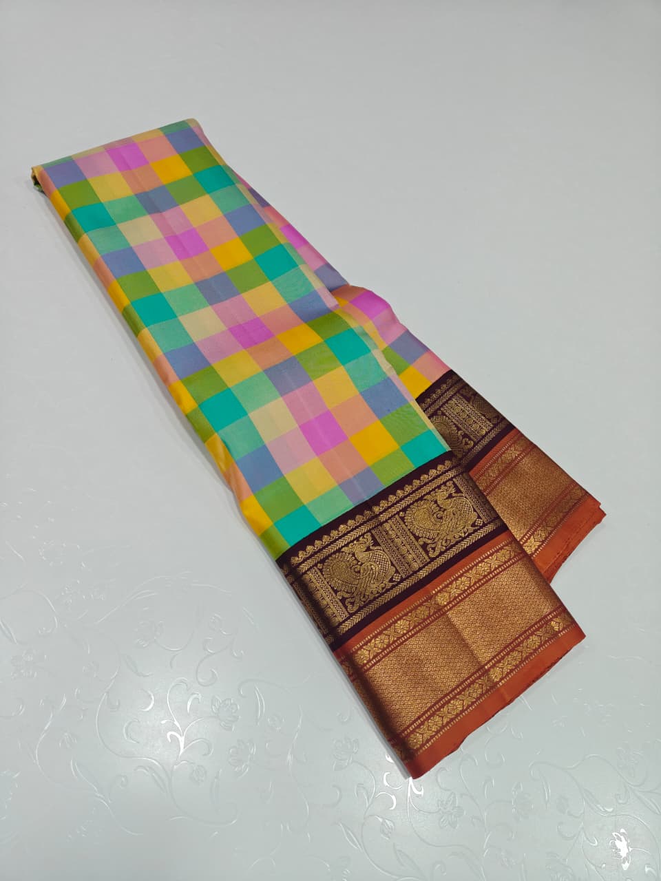 Turquoise Kanchipuram Silk Saree
